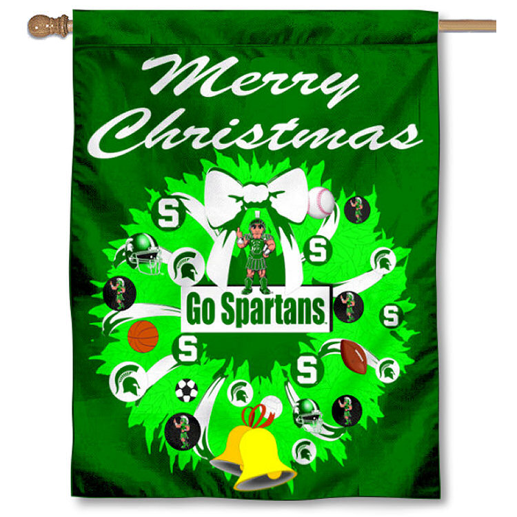 MSU Spartans Merry Christmas Wreath Decorative Holiday Wreath House ...