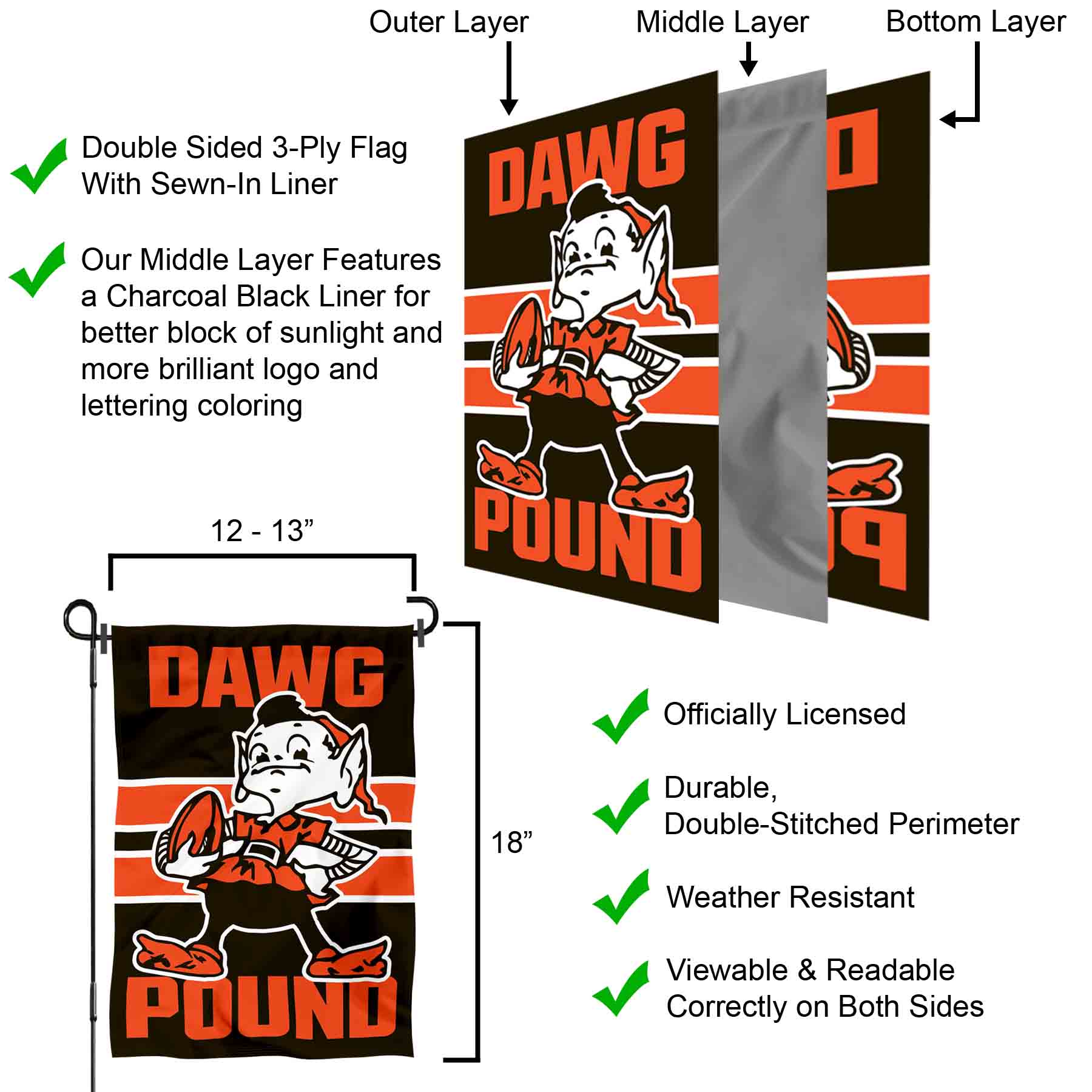 WinCraft Cleveland Browns Dawg Pound Flag