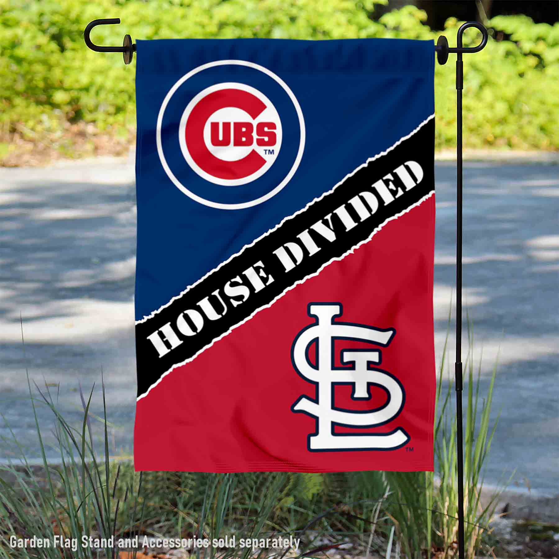 Chicago Cubs vs St. Louis Cardinals House Divided Garden Flag