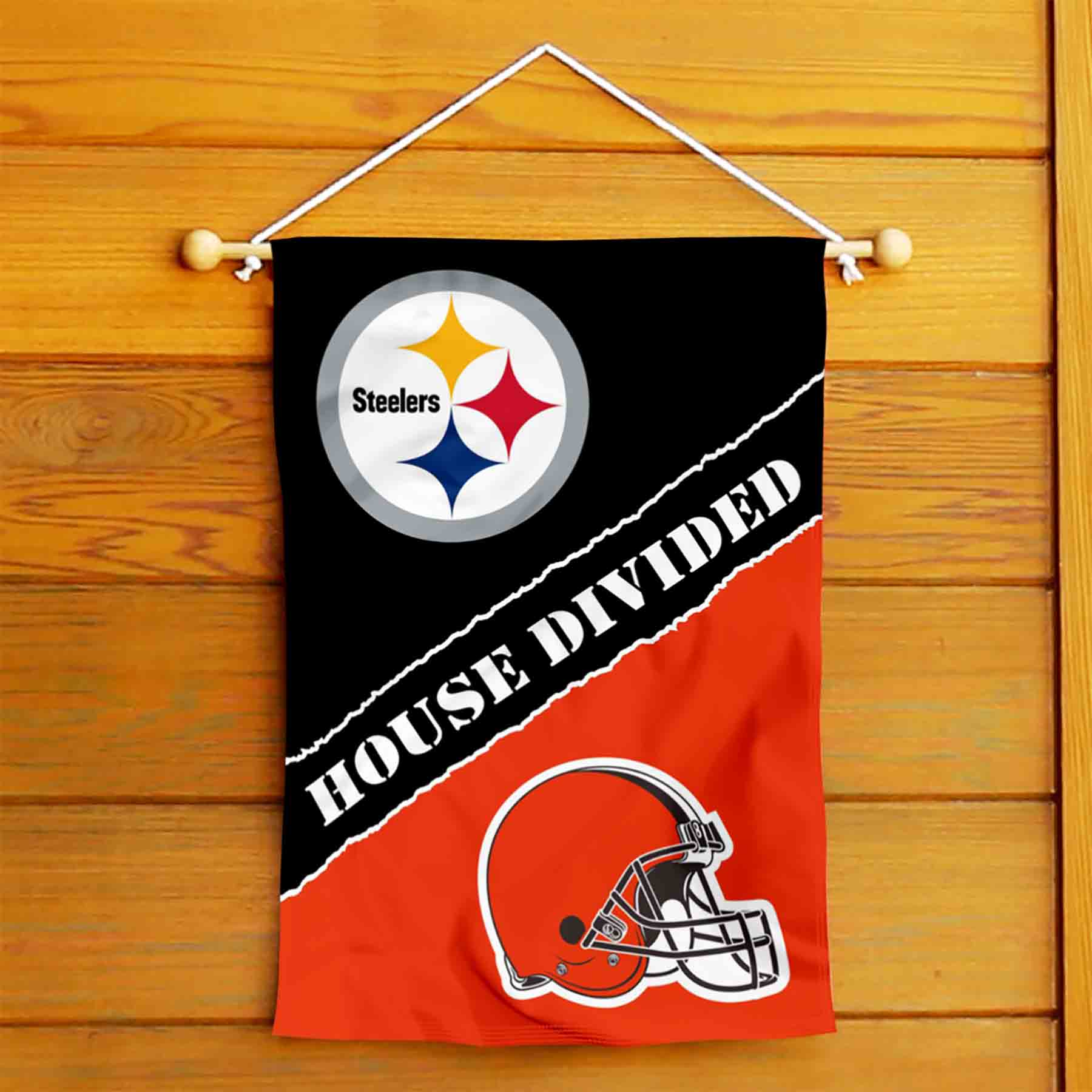 Pittsburgh Steelers vs Cleveland Browns House Divided Garden Flag