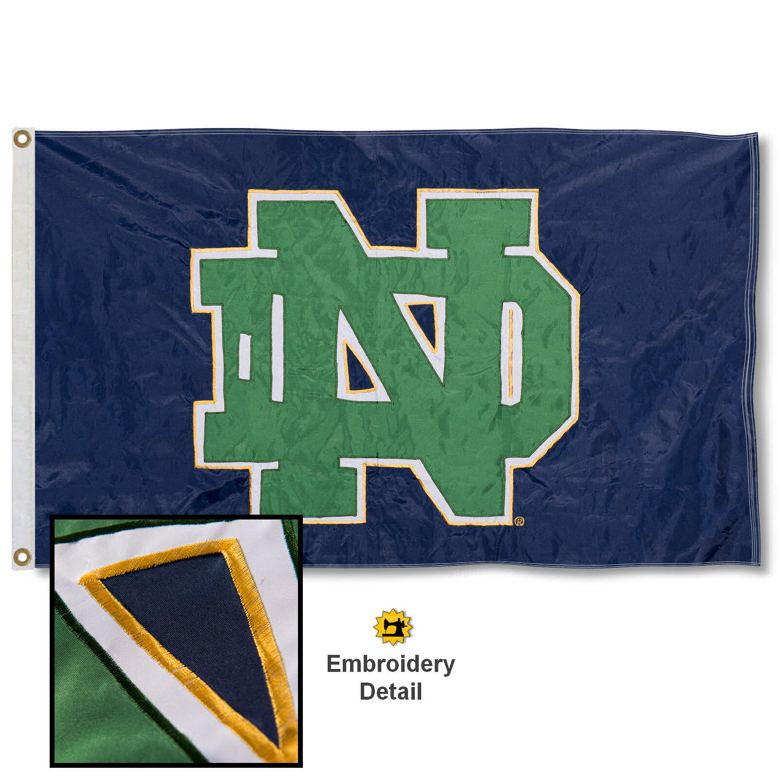 Notre Dame Fighting Irish Embroidered and Appliqued Nylon Flag