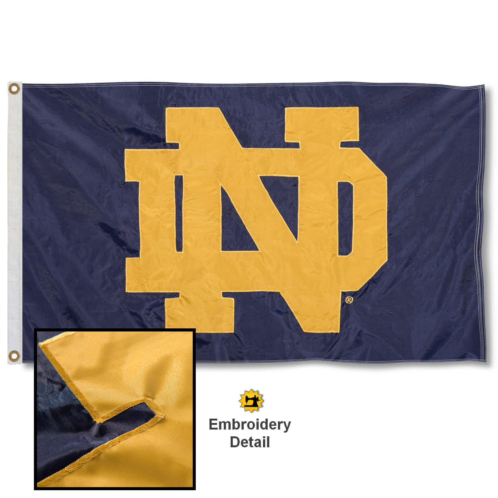 University of Notre Dame Embroidered and Appliqued Nylon Flag